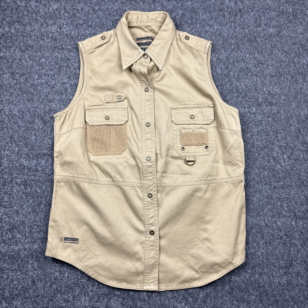 Ralph Lauren Safari Utility Vest Tan Cotton Women's Petite Small